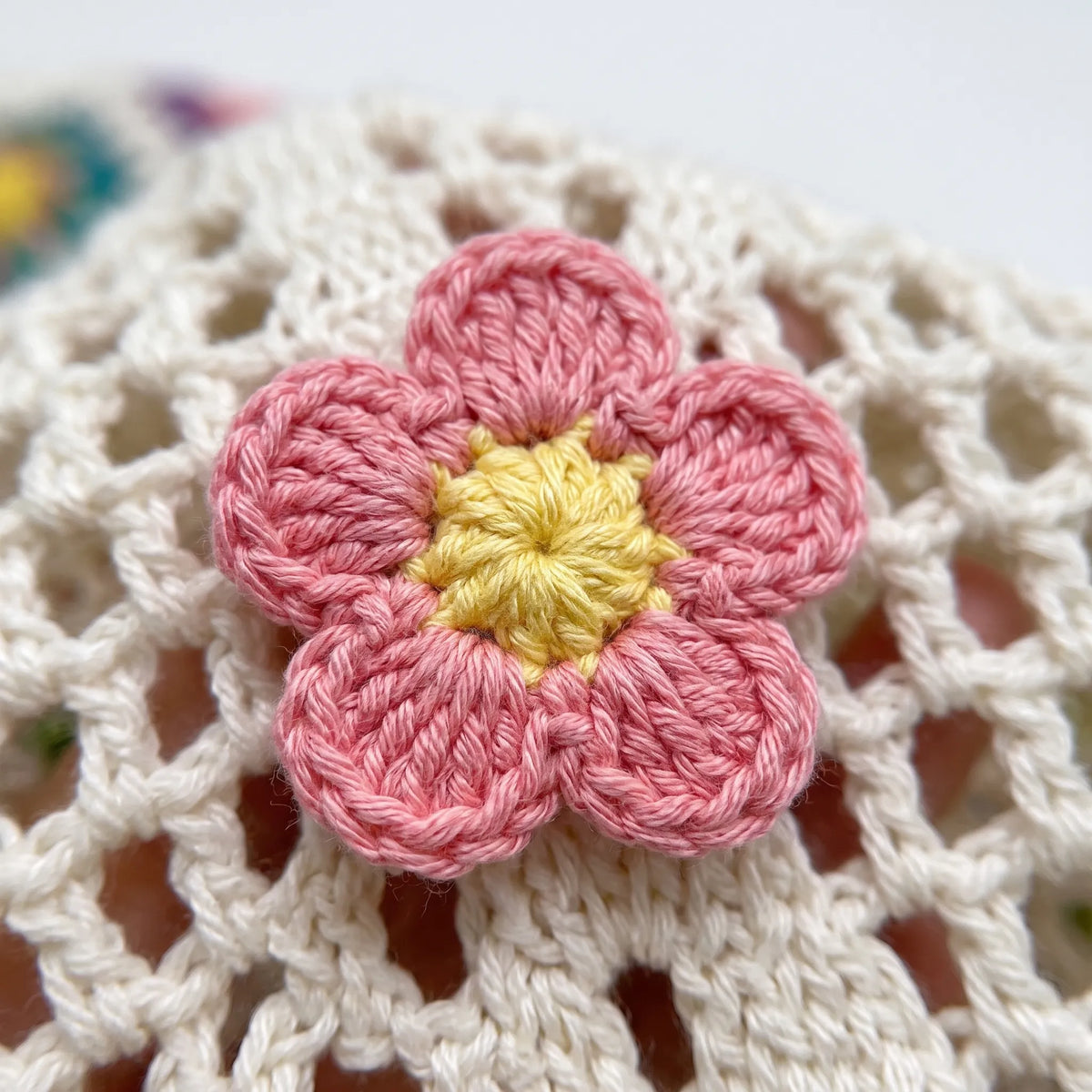 Women's Crochet Flower Tote Bag