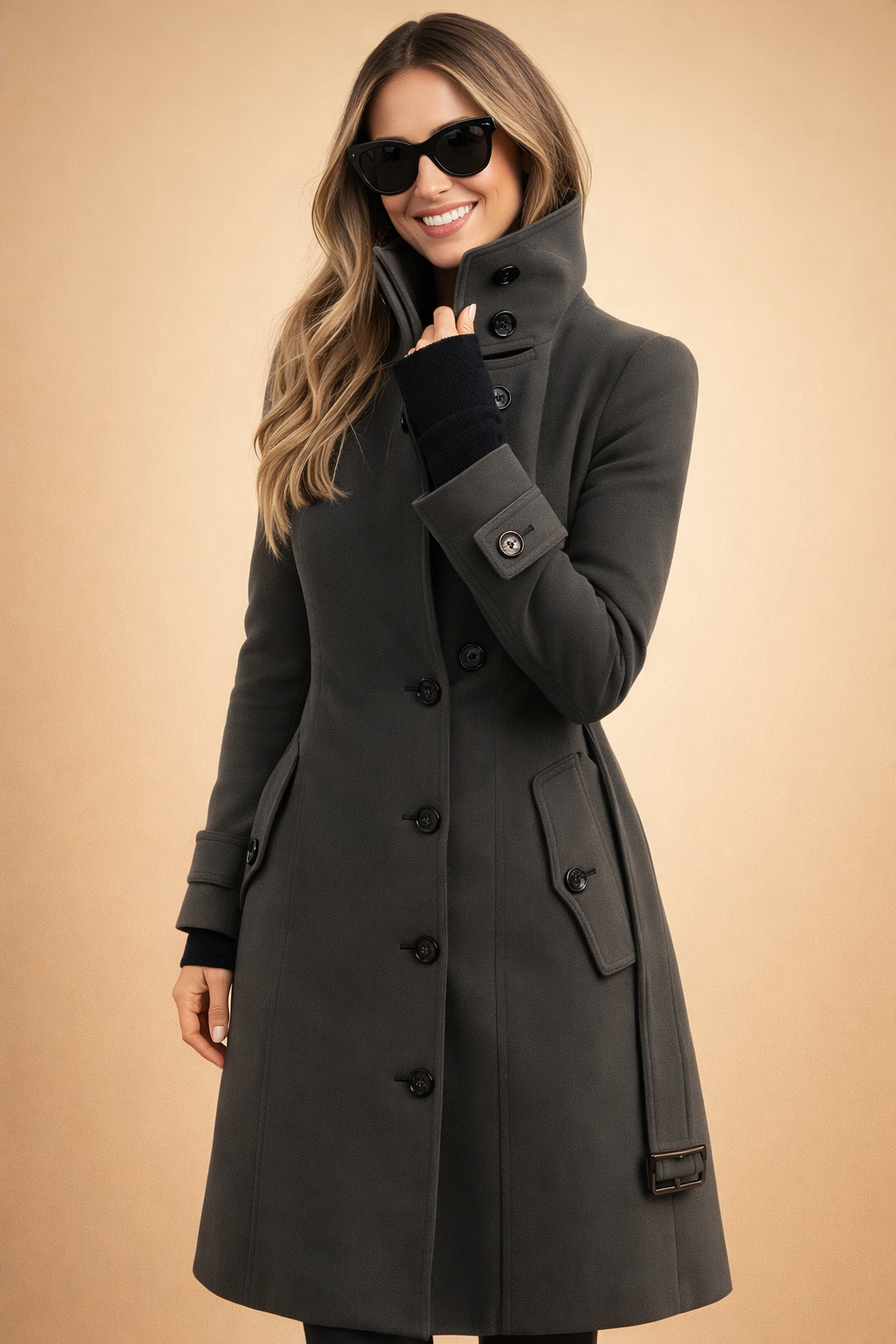Women's Double-Breasted High-Neck Long Winter Coat