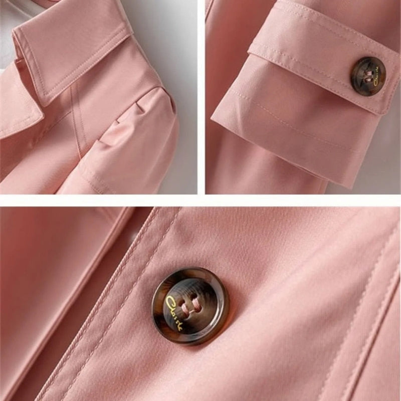 Women's Elegant Button-Front Trench Coat