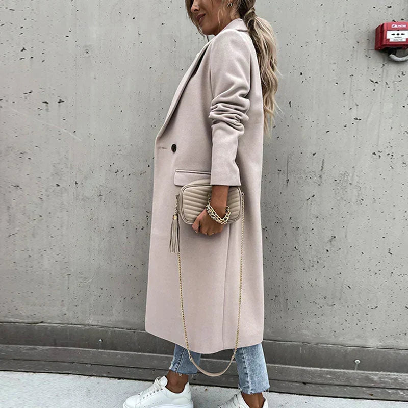 Women's Elegant Long Button-Front Coat