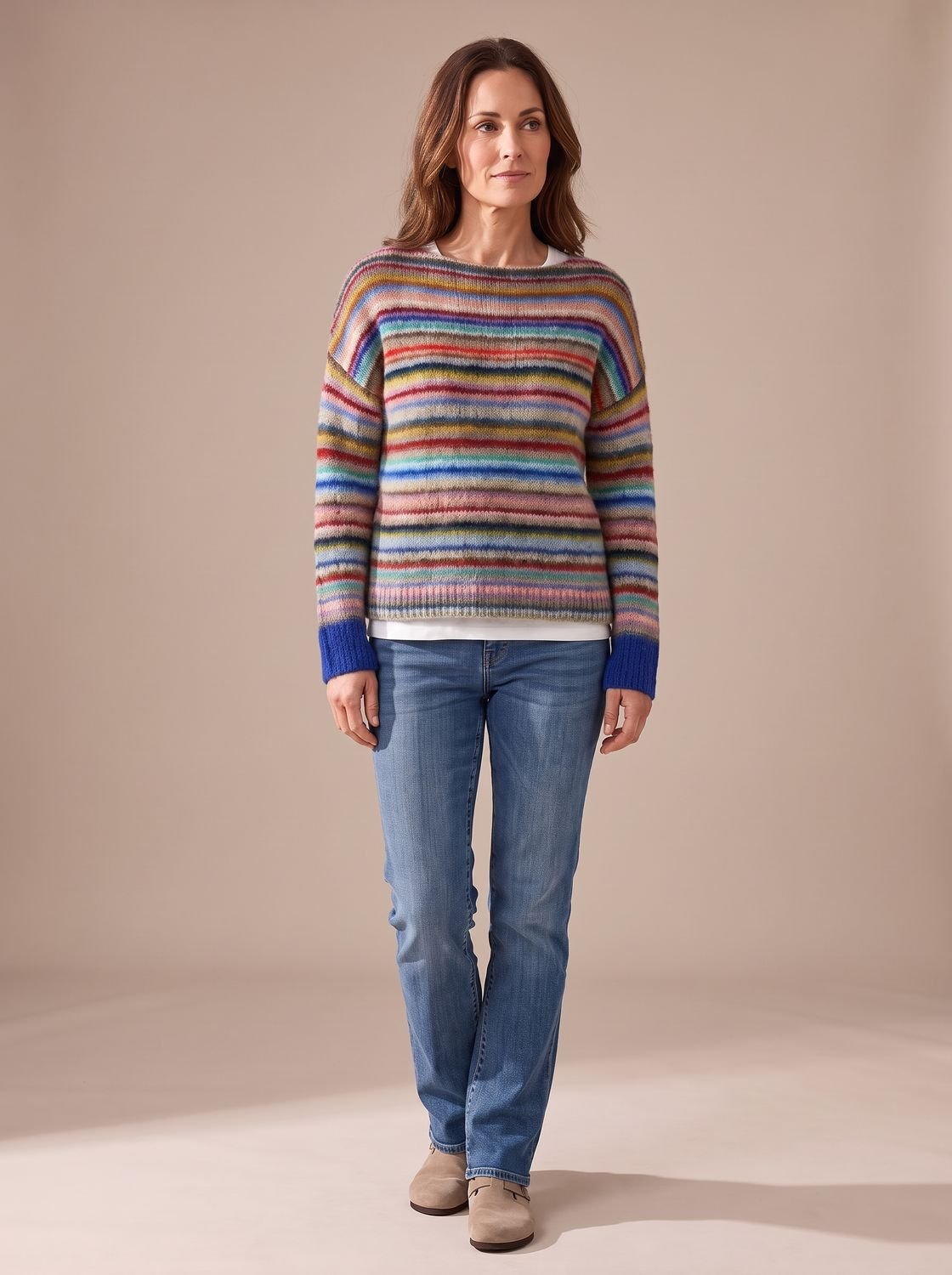 Women's Fair Isle Long-Sleeve Crew-Neck Pullover Sweater