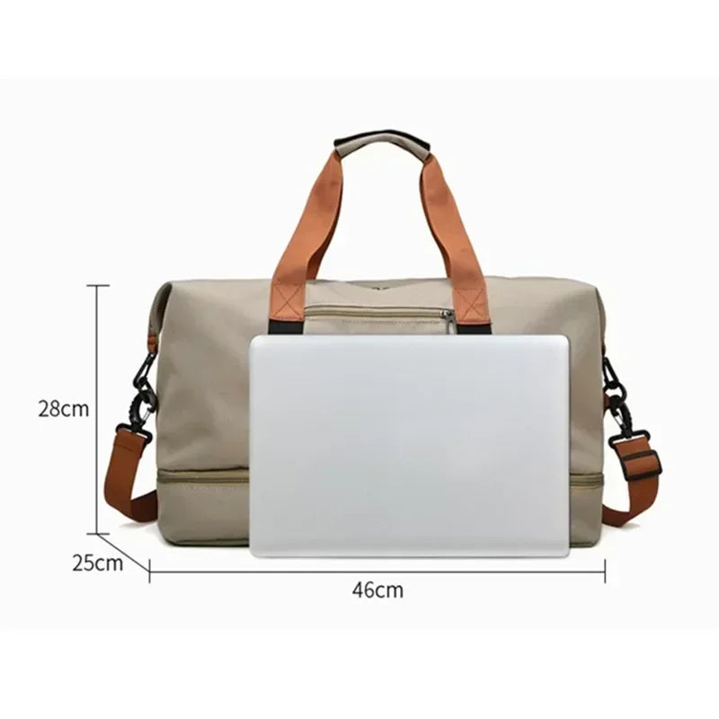 Women's Large Capacity Gym and Travel Bag with Wet-Dry Separation