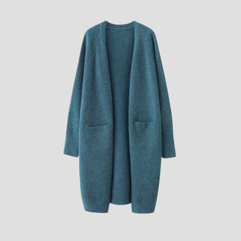 Women's Long Open-Front Cardigan with Pockets