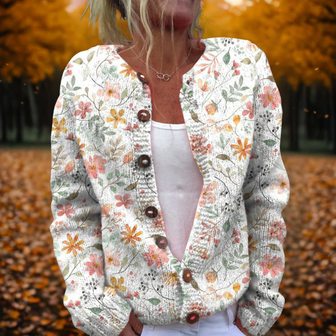 Women's Open-Front Floral Print Soft Cardigan