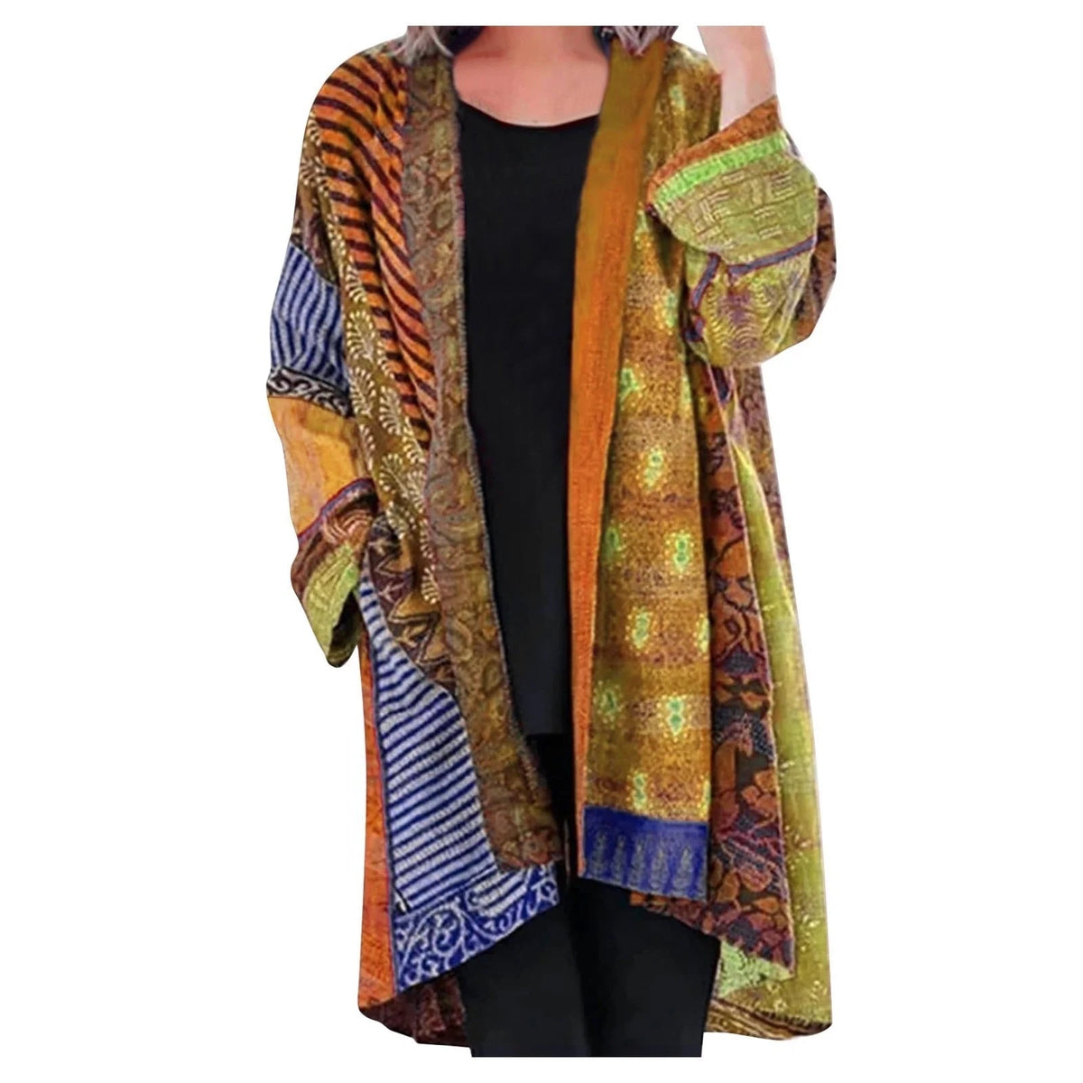 Women's Open-Front Printed Cardigan