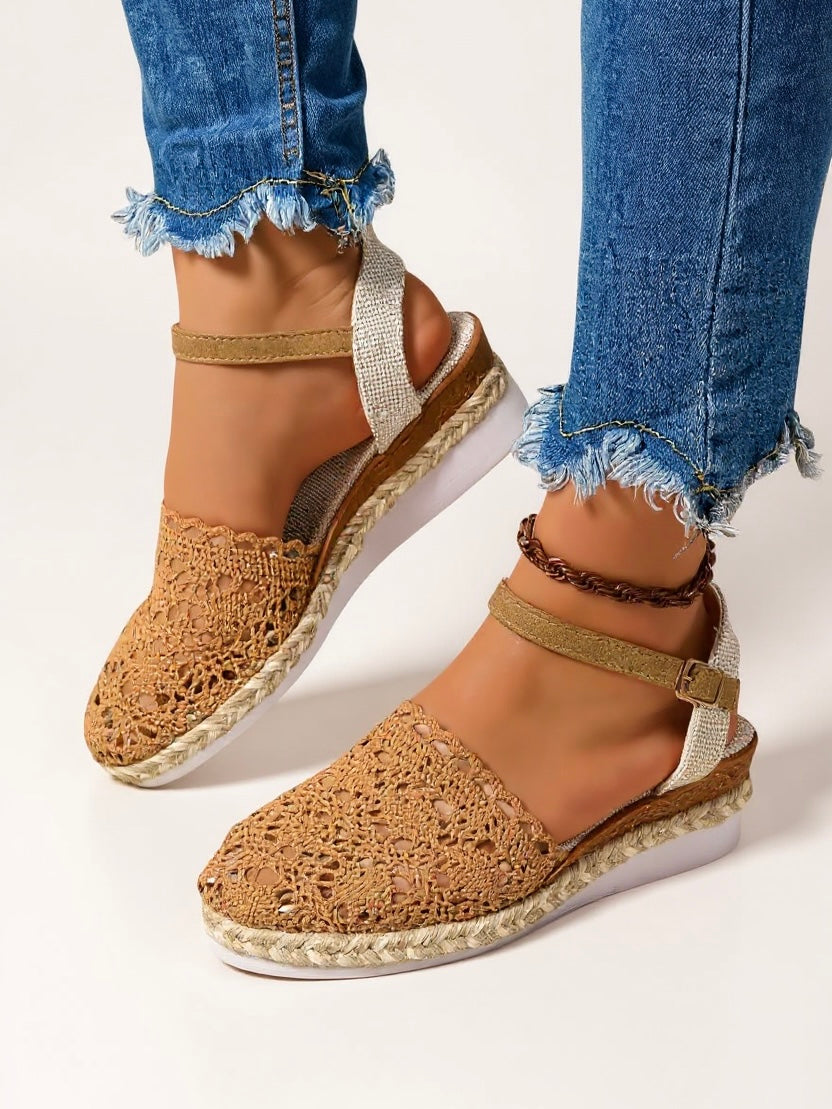 Women's Orthopedic Platform Sandals with Woven Upper