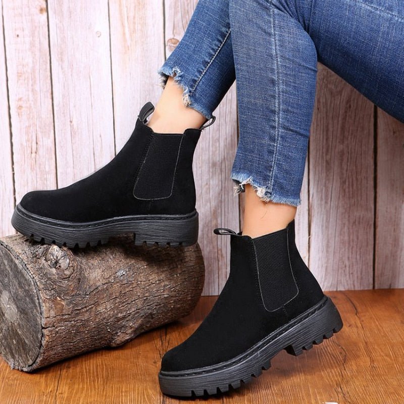 Women's Platform Chelsea Boots with Elastic Panels