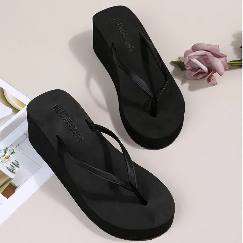 Women's Platform Flip-Flops with Thong Design