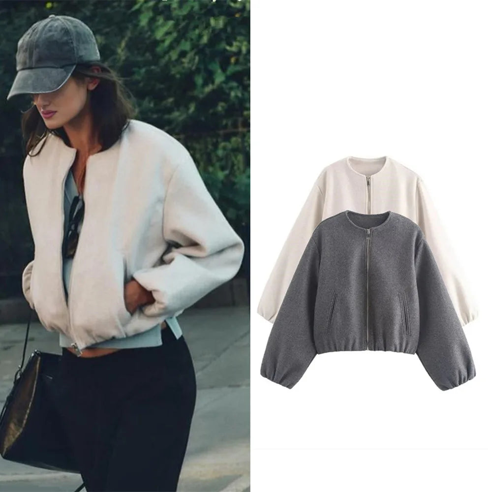Women's Relaxed Fit Casual Bomber Jacket