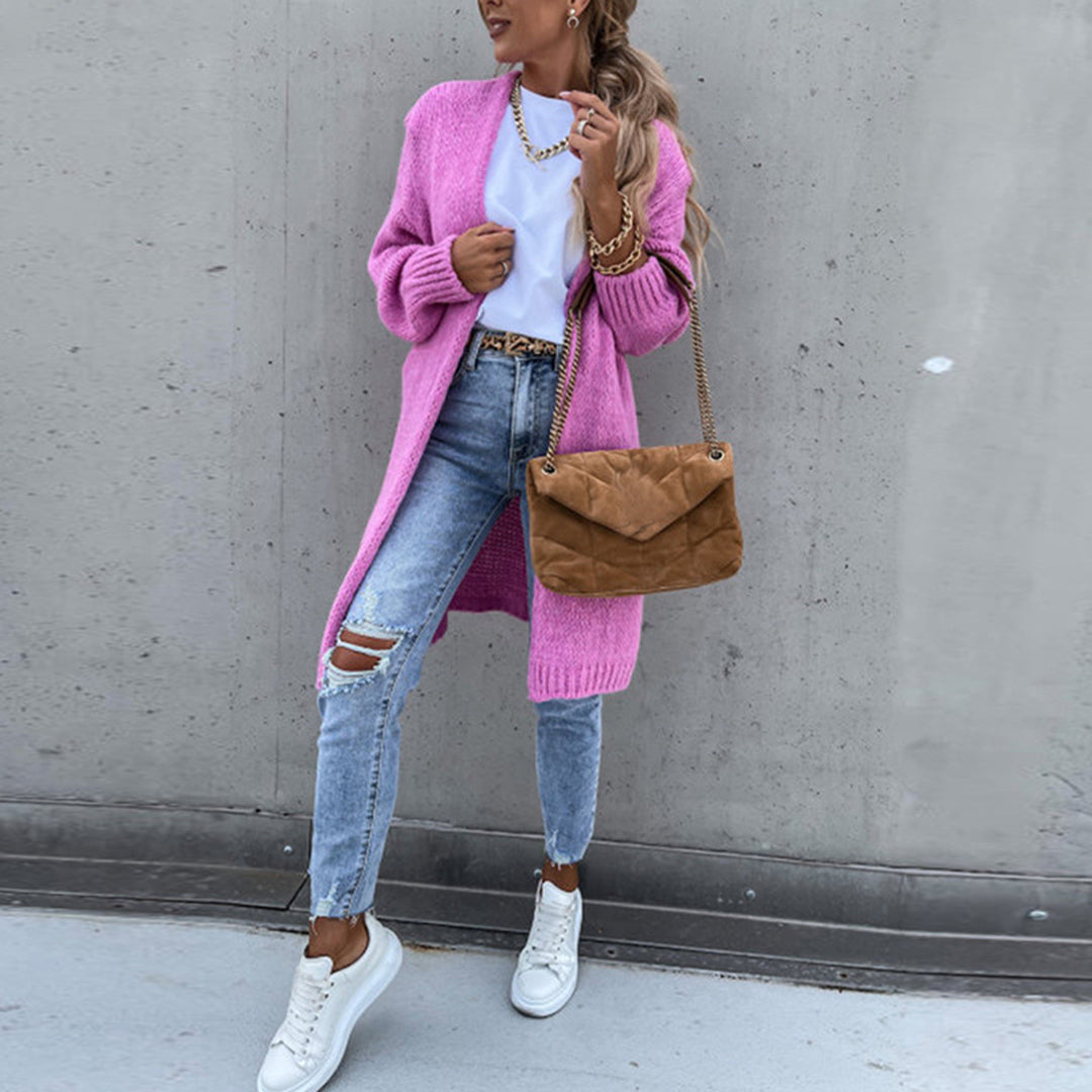 Women's Relaxed-Fit Long Open-Front Cardigan