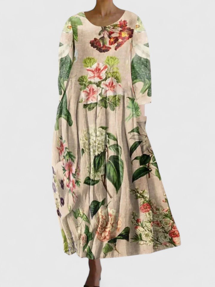 Women's Relaxed-Fit Sea Turtle Print Long-Sleeve Midi Dress