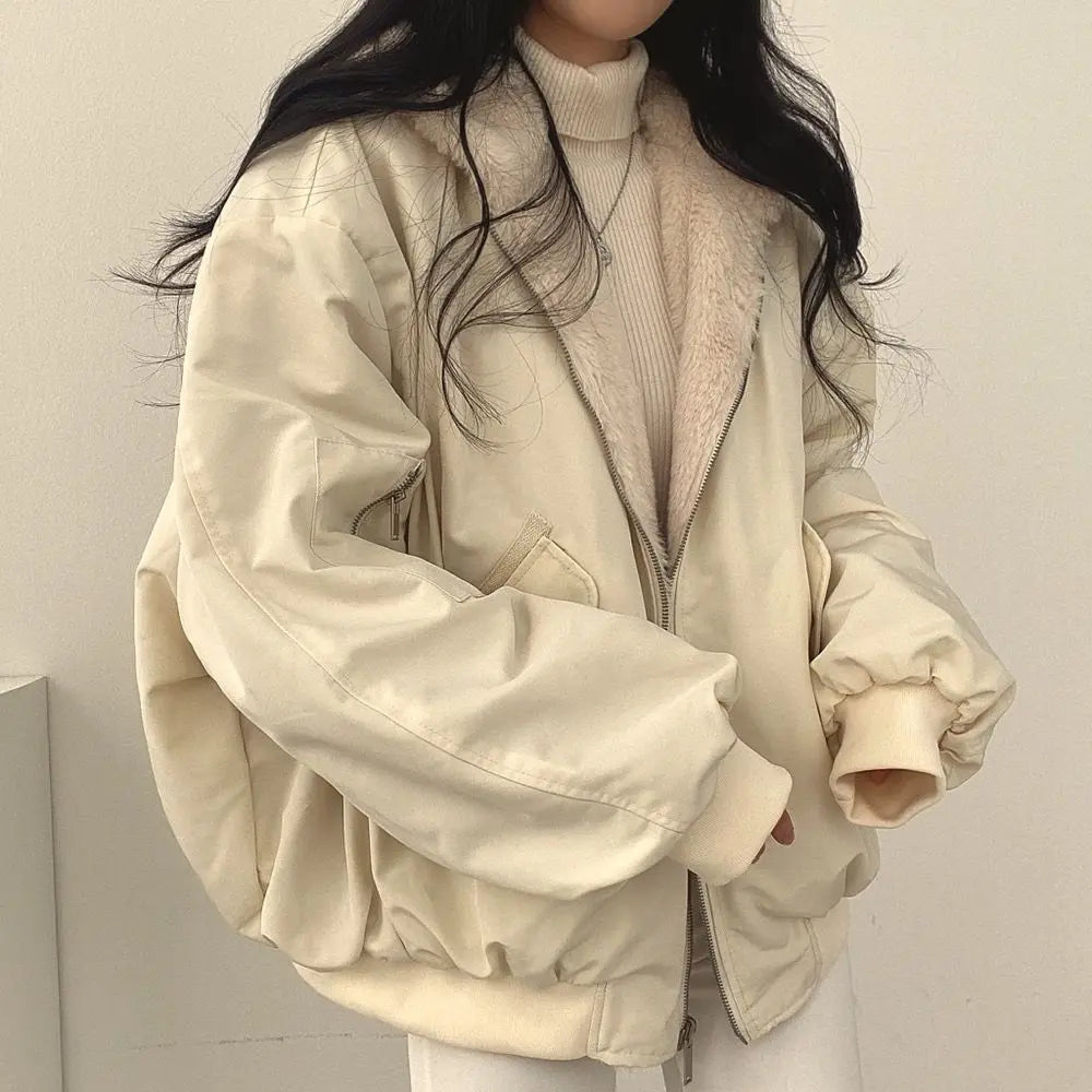 Women's Reversible Long-Sleeve Jacket with Zip and Pockets