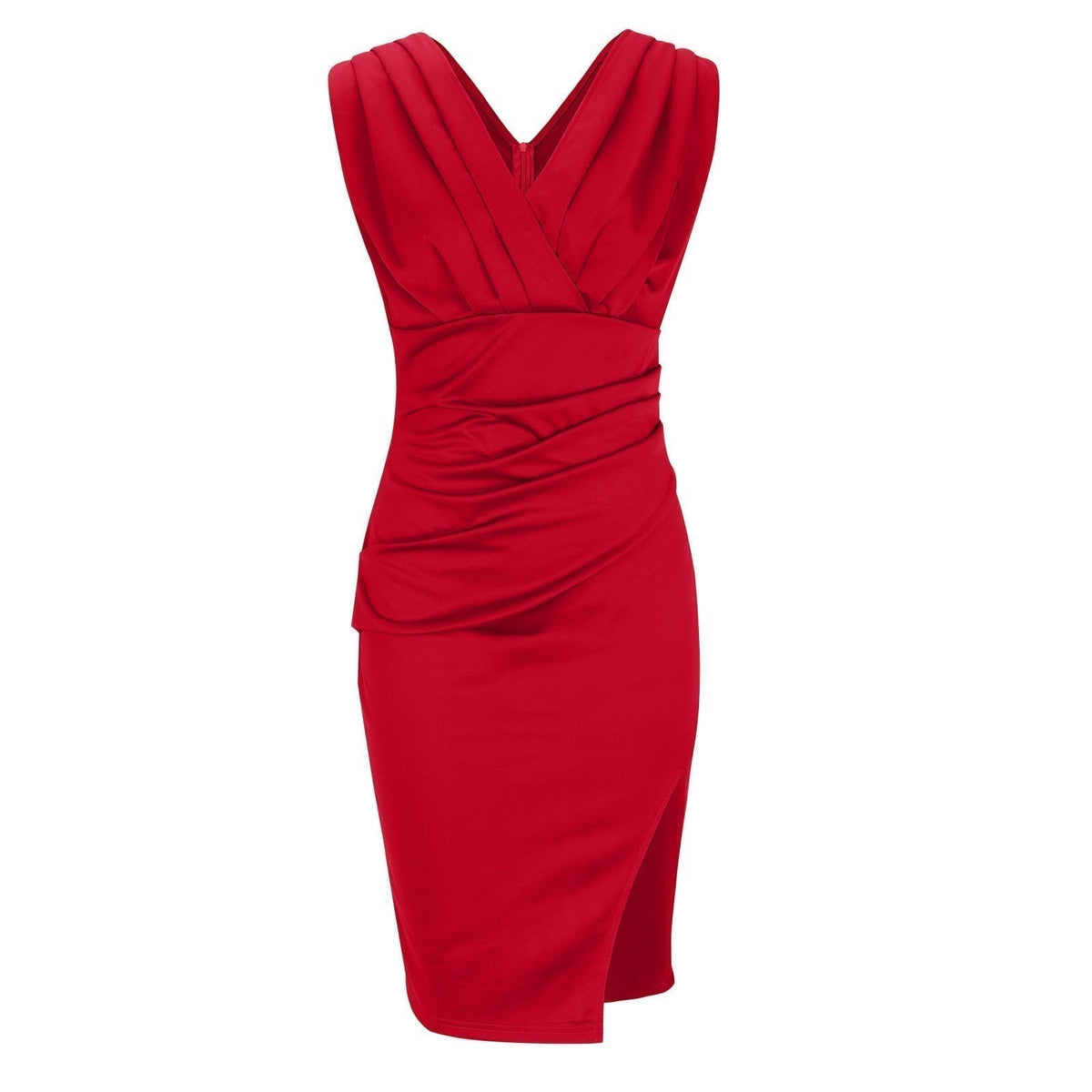 Women's Sleeveless V-Neck Bodycon Midi Dress