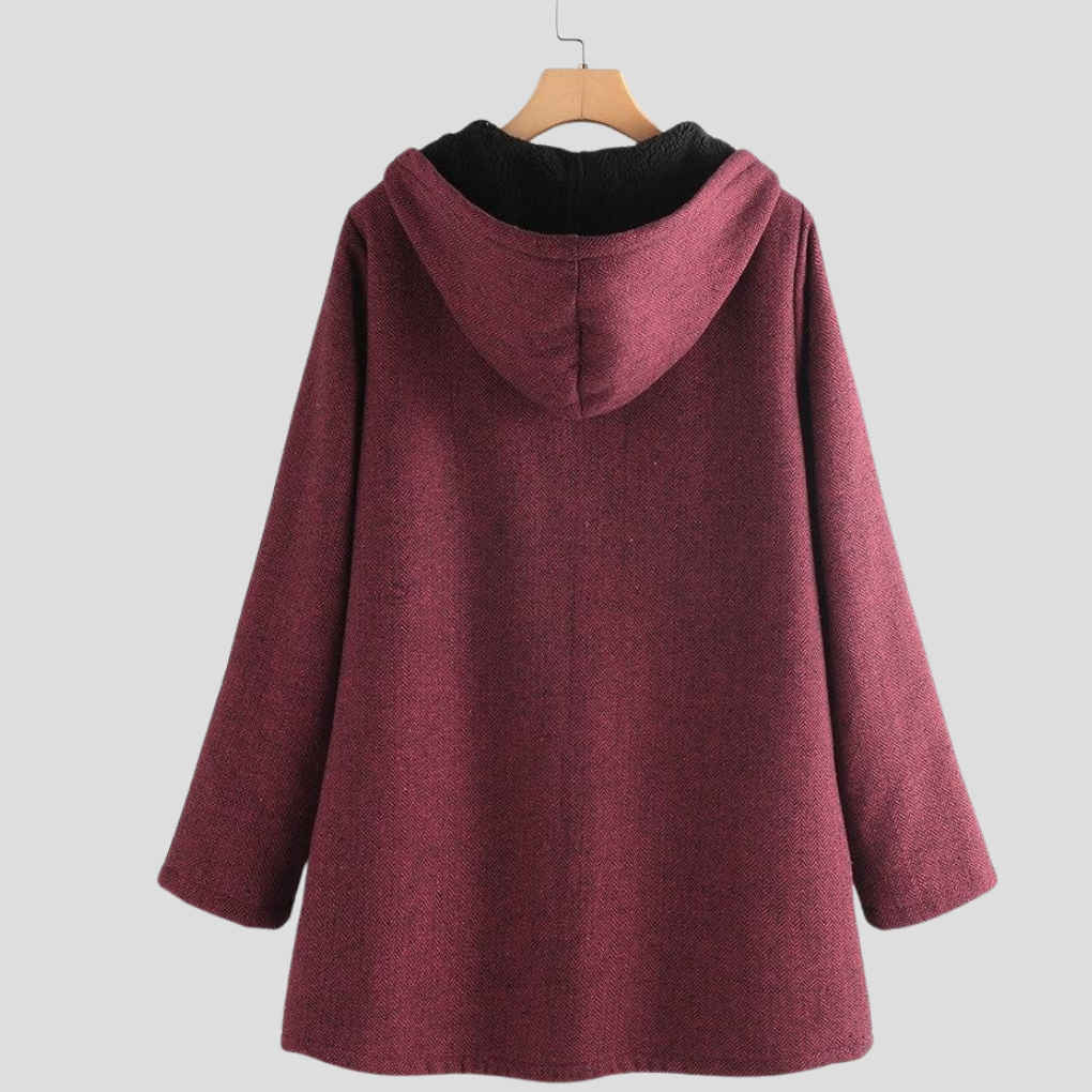 Women's Solid Color Hooded Coat