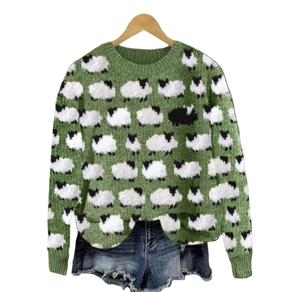 Women's Tree Pattern Crewneck Sweater