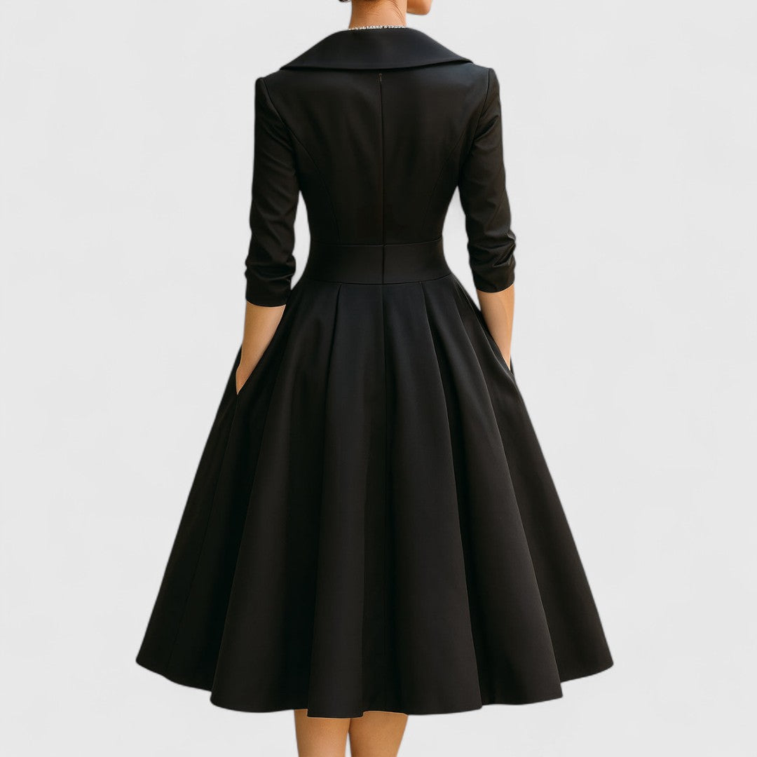 Women's V-Neck A-Line Midi Dress
