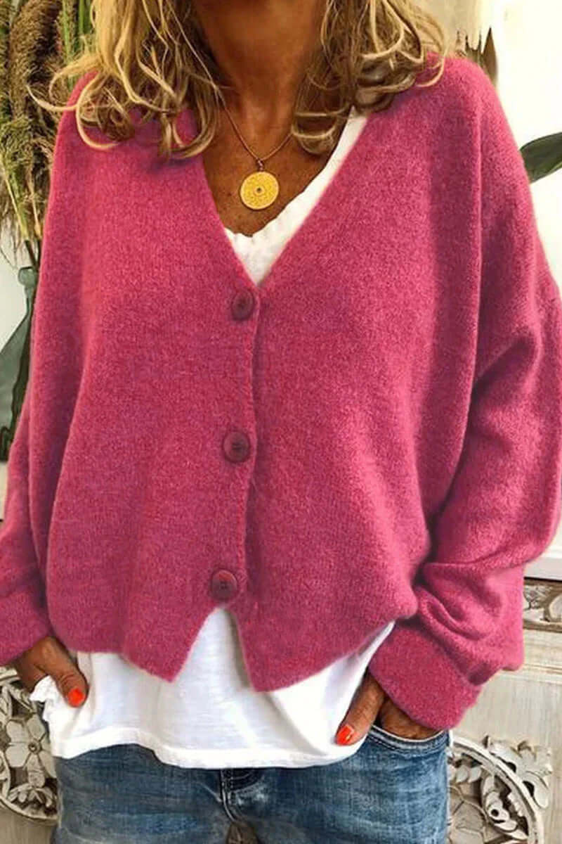 Women's V-Neck Patchwork Cardigan