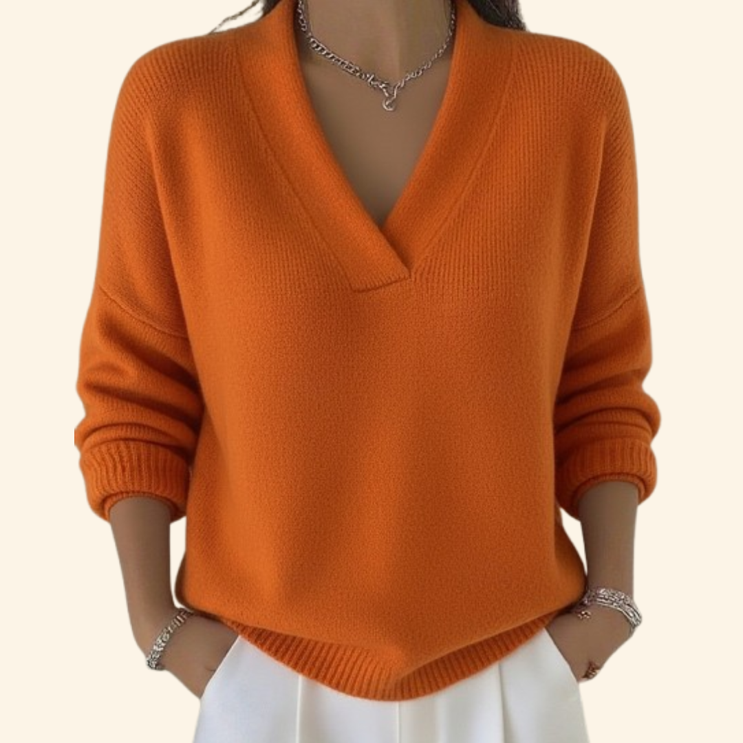 Women's V-Neck Relaxed Fit Pullover Sweater