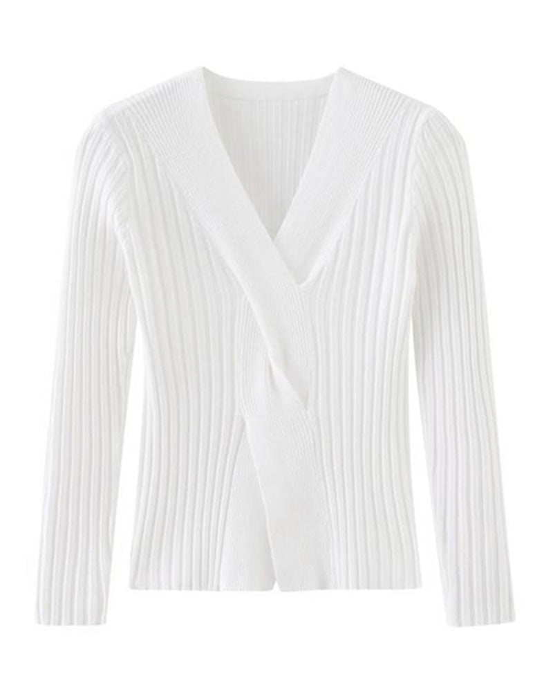 Women's V-Neck Twist-Front Sweater