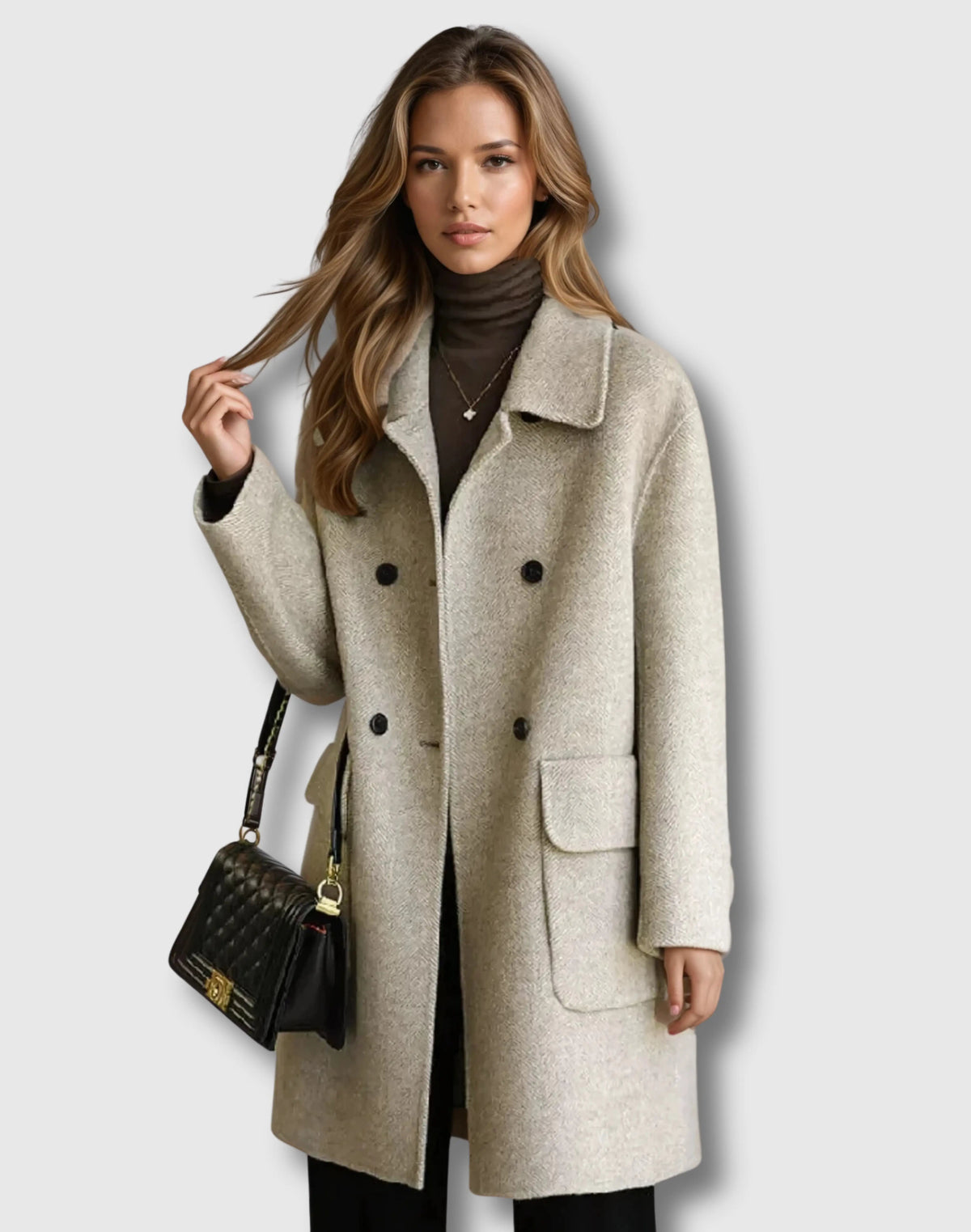 Women's Warm Elegant Coat with Sleek Timeless Design