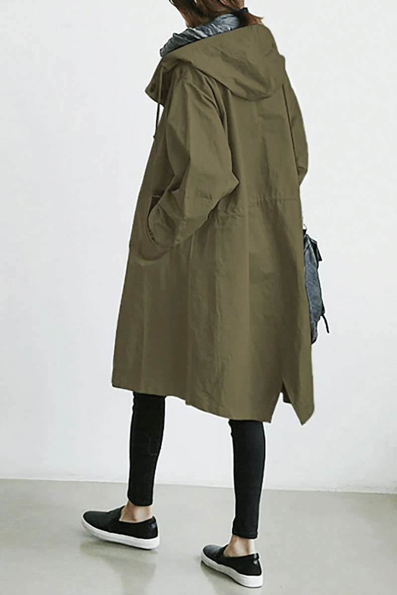 Women's Waterproof Button-Front Hooded Windbreaker