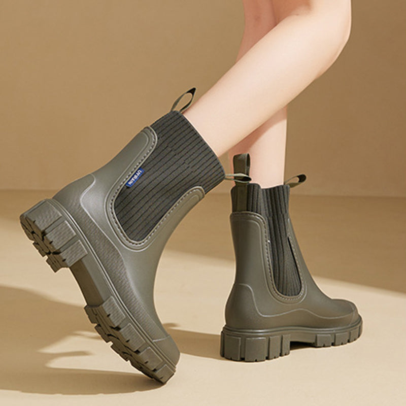 Women's Waterproof Rain Boots with Thick Tread Sole for Grip and Comfort