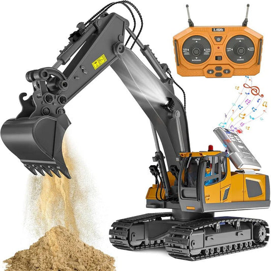 1:20 Scale All-Terrain Remote Control Excavator Toy with Metal Attachments