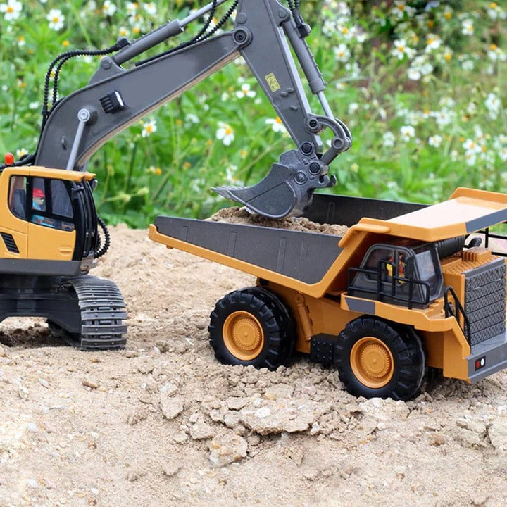 1:20 Scale All-Terrain Remote Control Excavator Toy with Metal Attachments