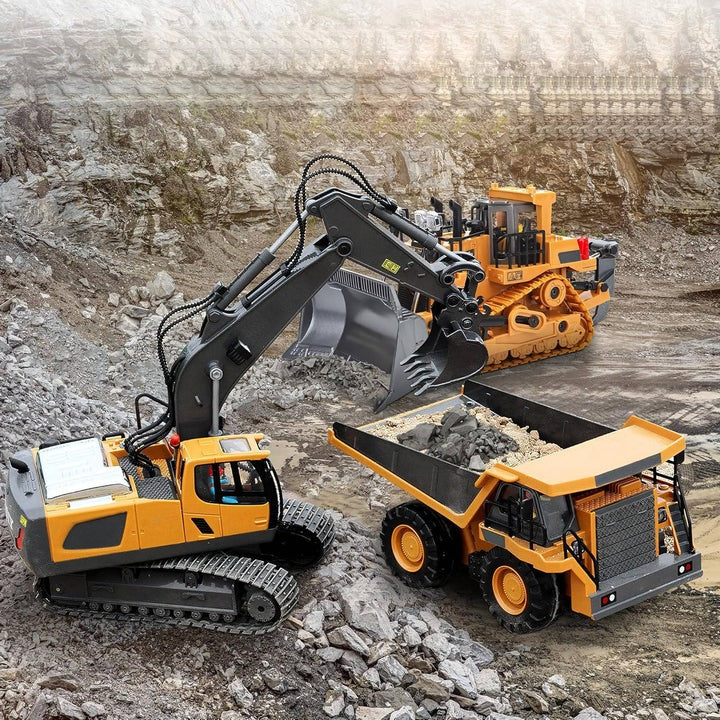 1:20 Scale All-Terrain Remote Control Excavator Toy with Metal Attachments
