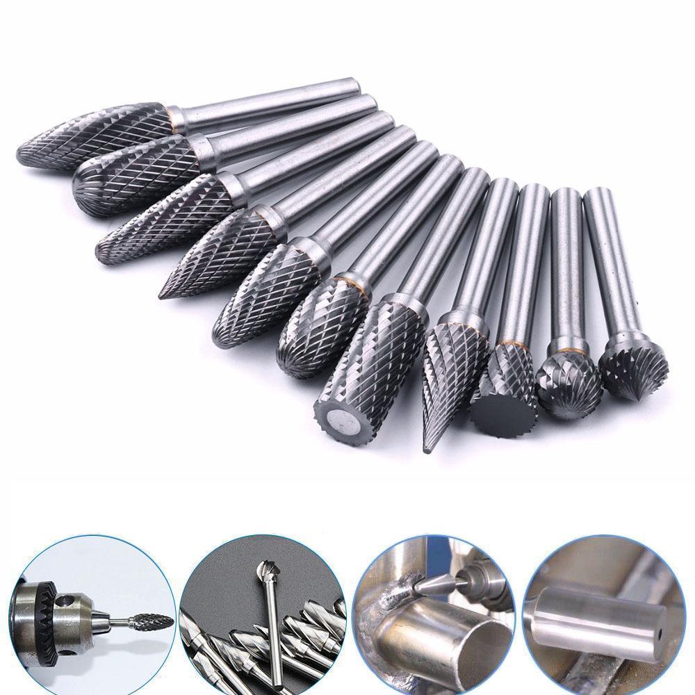 10-Piece Tungsten Steel Rotary Burr Set for Tools