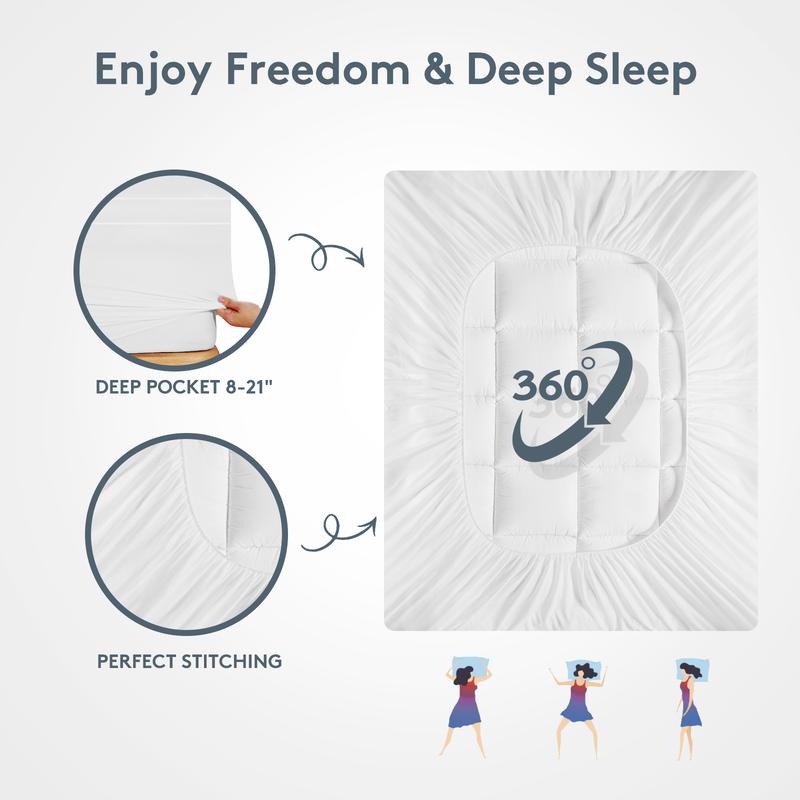 1000GSM Soft Mattress Topper - Breathable Cooling Comfort Layer