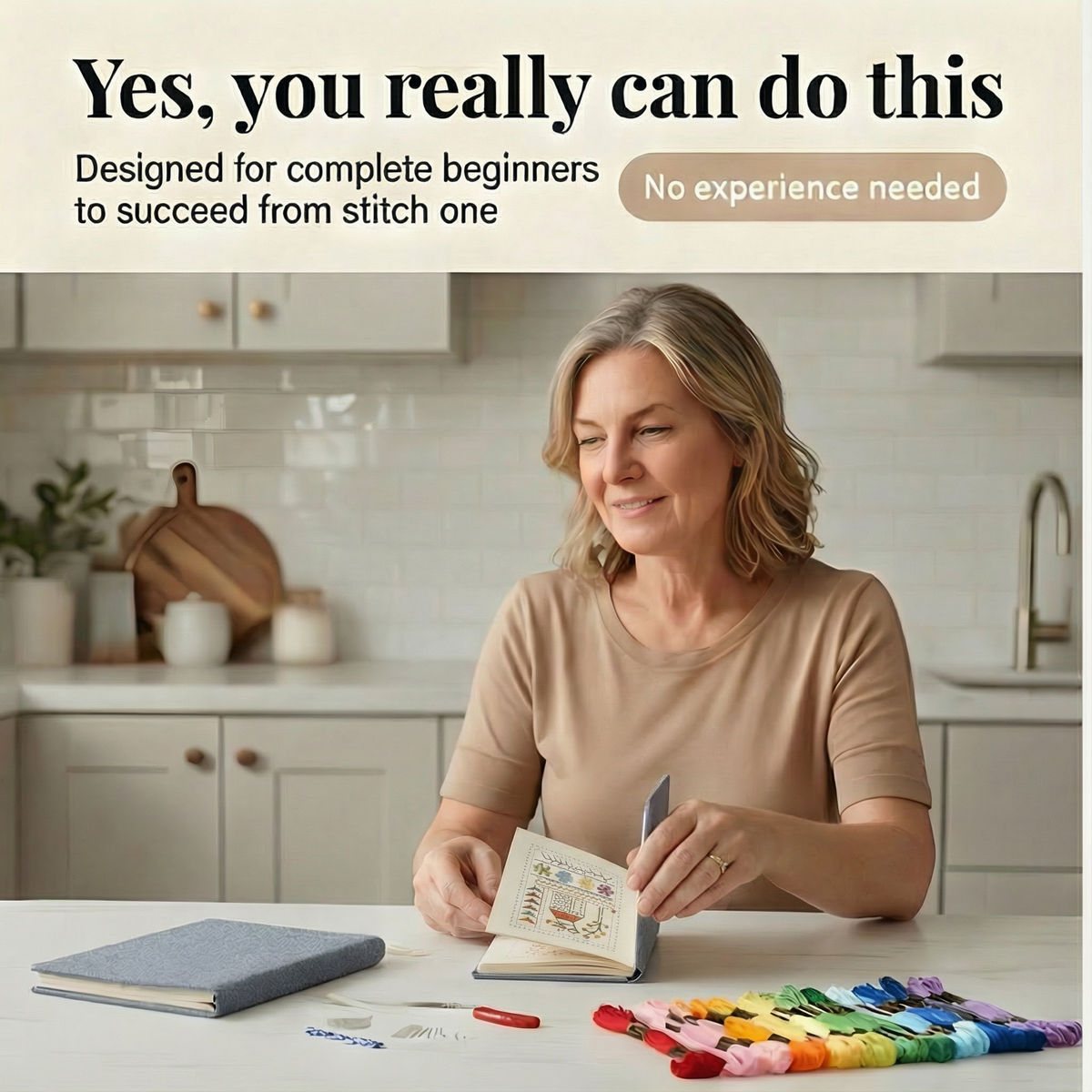 106-Stitch Step-by-Step Embroidery Book Set - Practice on Linen Pages