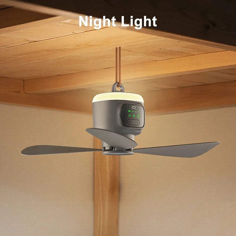12000mAh Portable Ceiling & Camping Fan – Outdoor Tent Air Circulator and Cooling Fan