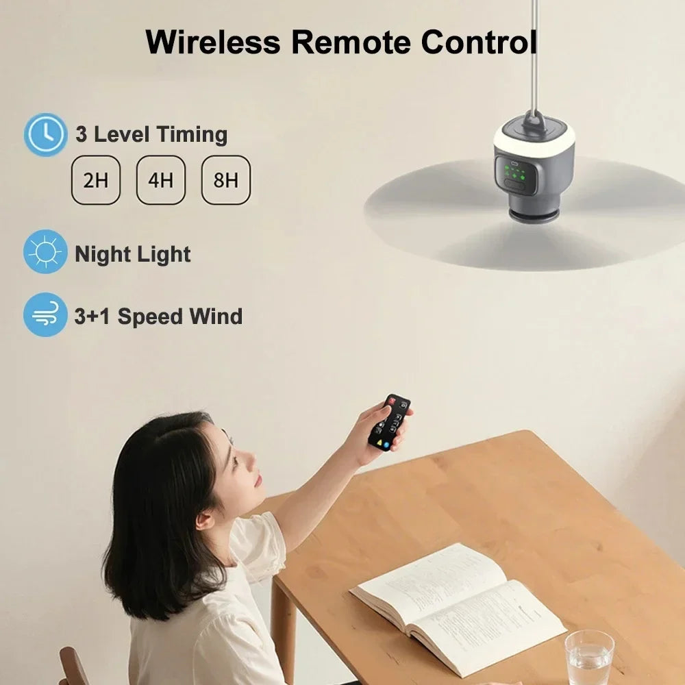 12000mAh Portable Ceiling & Camping Fan – Outdoor Tent Air Circulator and Cooling Fan