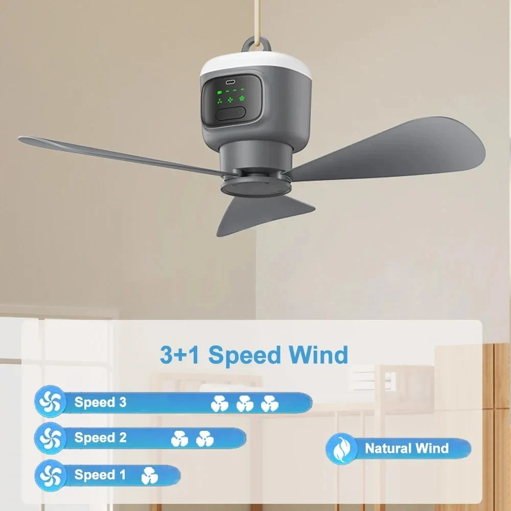 12000mAh Portable Ceiling & Camping Fan – Outdoor Tent Air Circulator and Cooling Fan