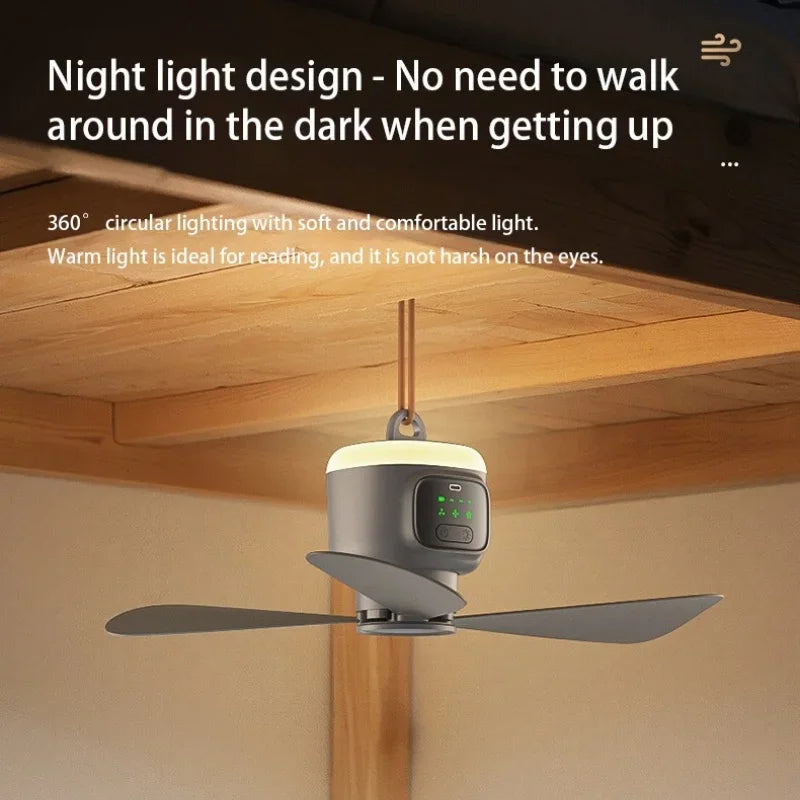 12000mAh Portable Ceiling & Camping Fan – Outdoor Tent Air Circulator and Cooling Fan