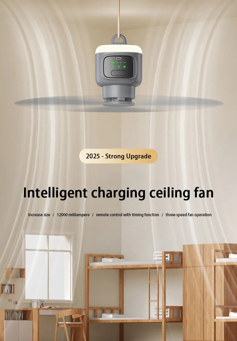 12000mAh Portable Ceiling & Camping Fan – Outdoor Tent Air Circulator and Cooling Fan