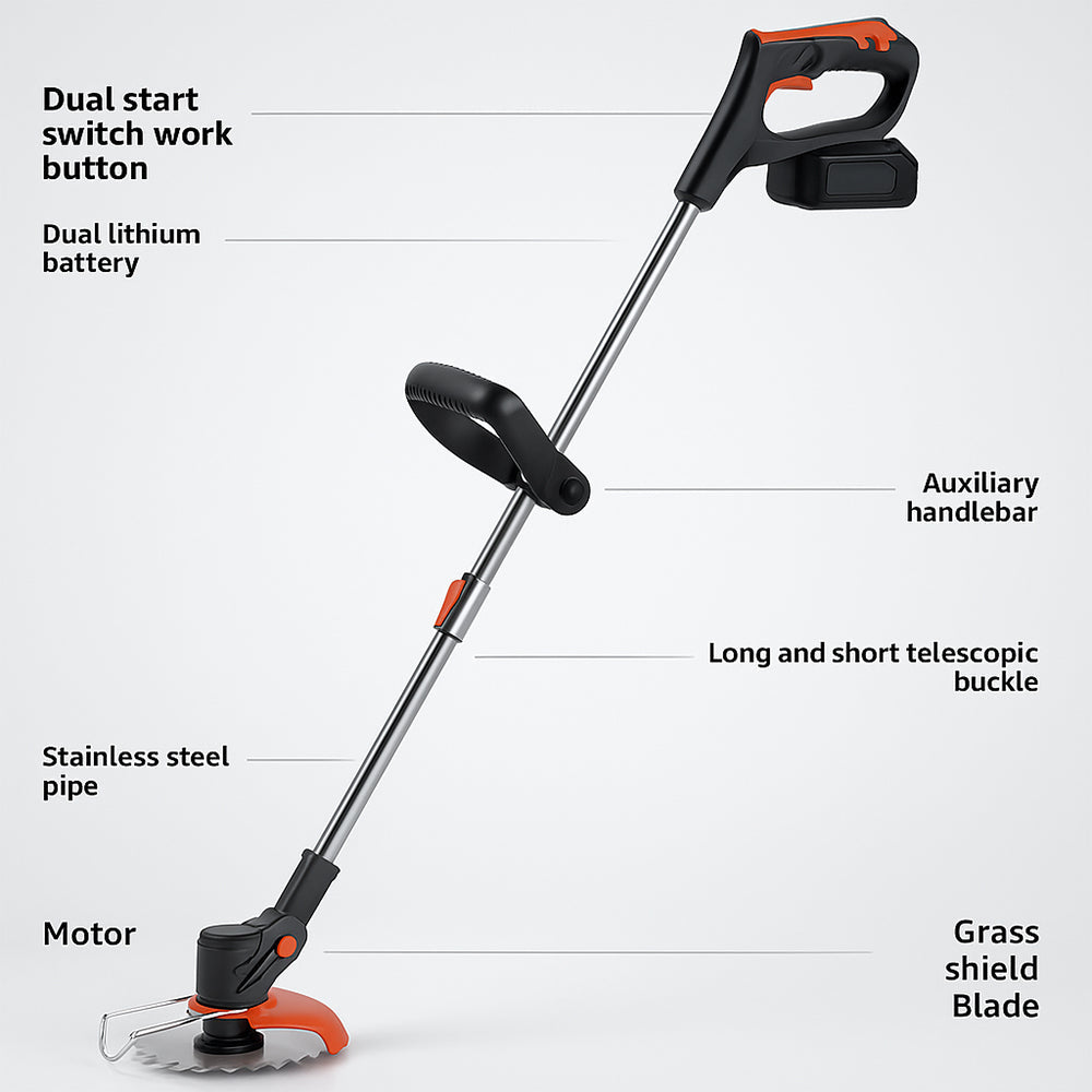 180W Grass Trimmer & Weed Remover with Telescopic Shaft & Battery