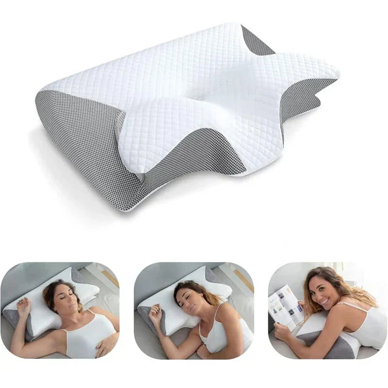 2-in-1 Memory Foam Neck Support Pillow with Ergonomically Contoured Profile