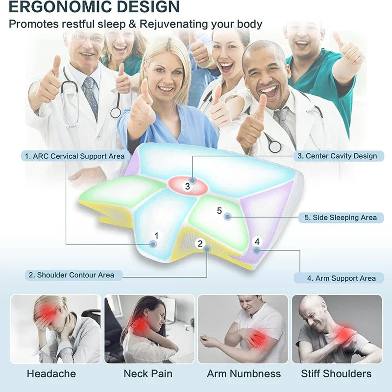 2-in-1 Memory Foam Neck Support Pillow with Ergonomically Contoured Profile