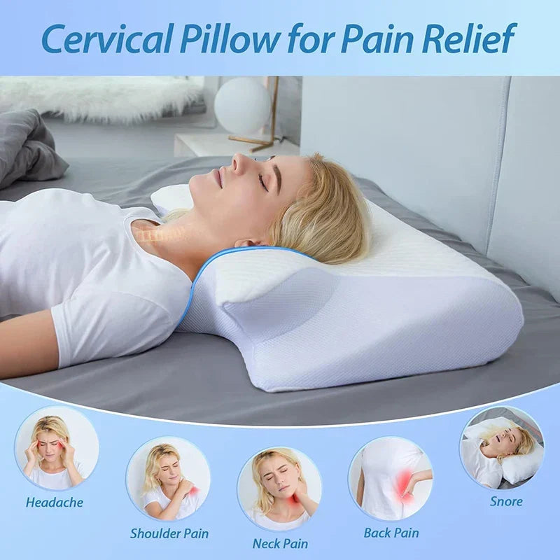 2-in-1 Memory Foam Neck Support Pillow with Ergonomically Contoured Profile