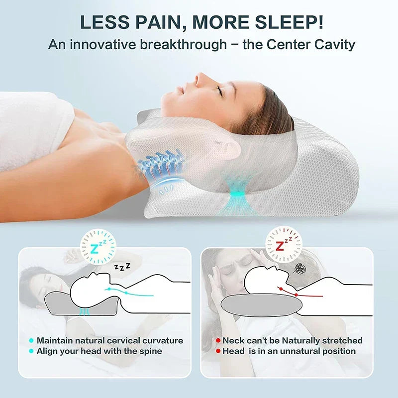2-in-1 Memory Foam Neck Support Pillow with Ergonomically Contoured Profile