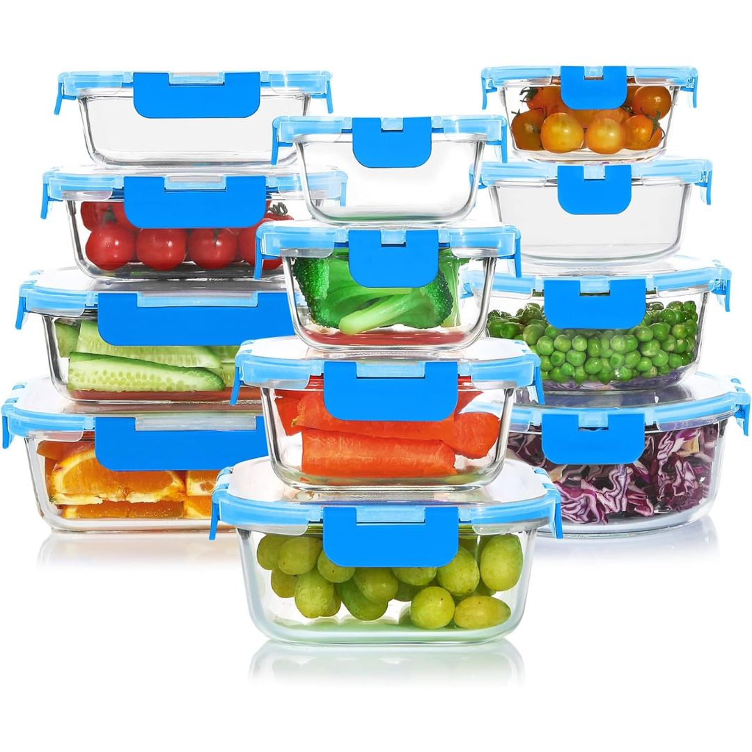 24-Piece Airtight Glass Food Storage Set