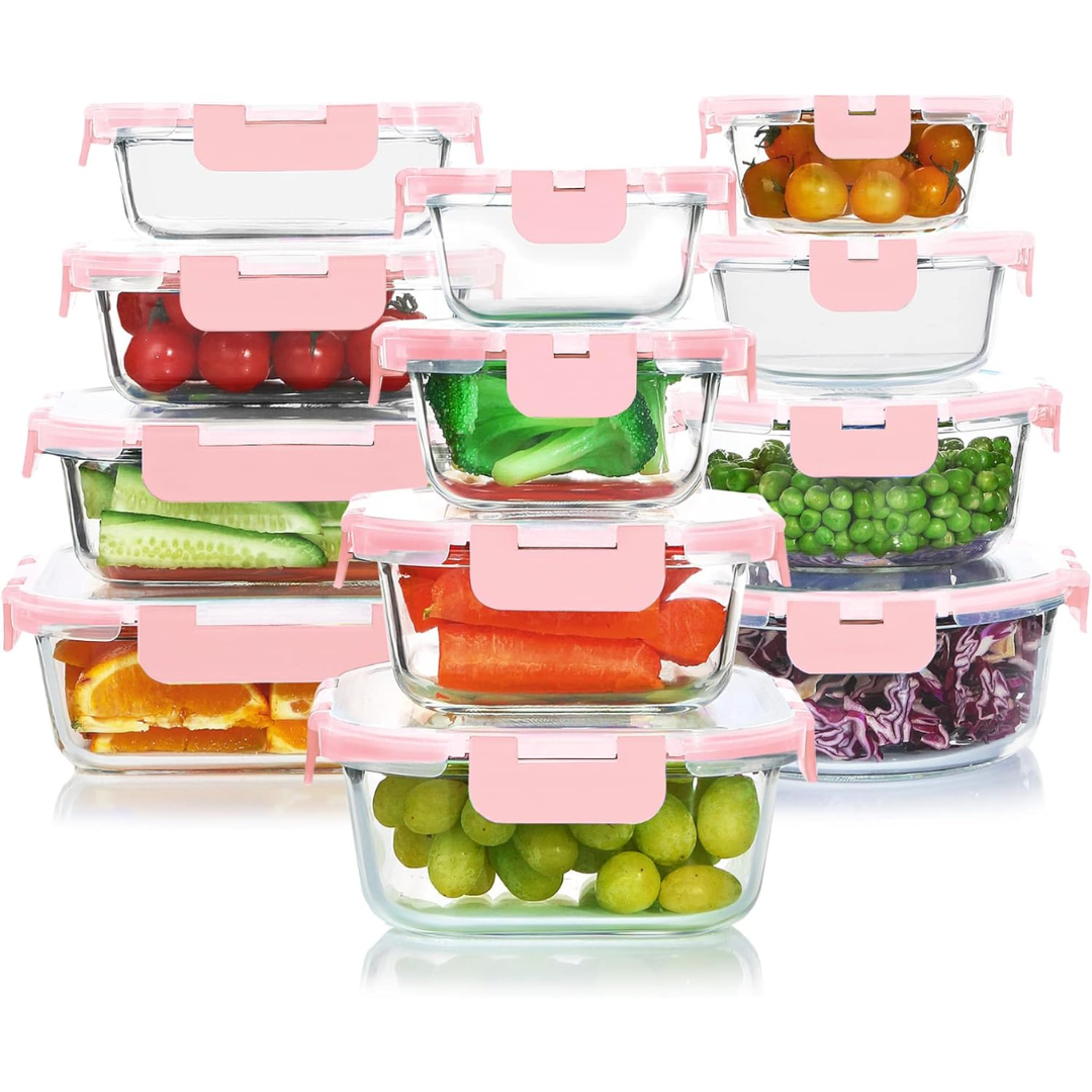 24-Piece Airtight Glass Food Storage Set