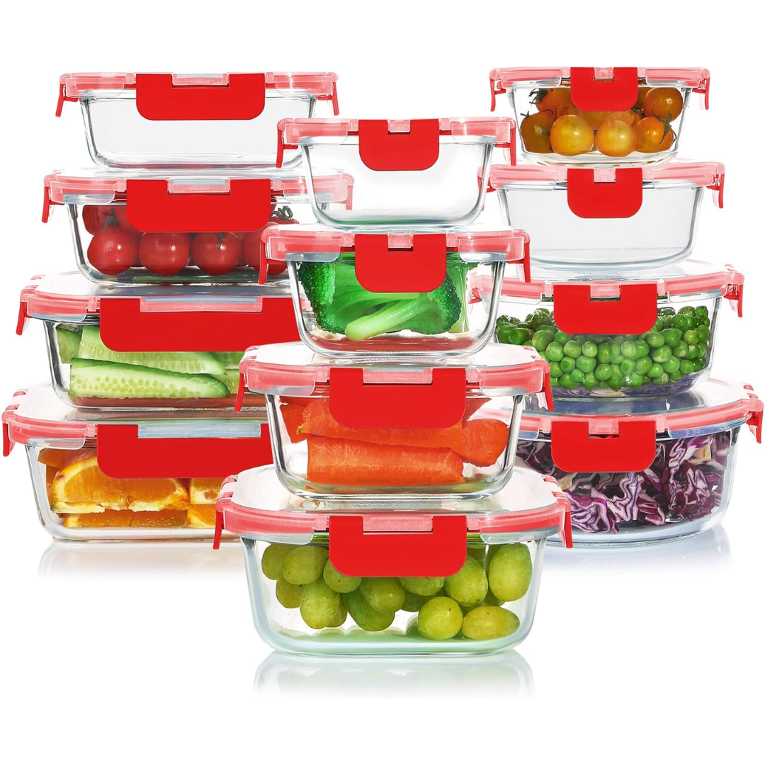 24-Piece Airtight Glass Food Storage Set