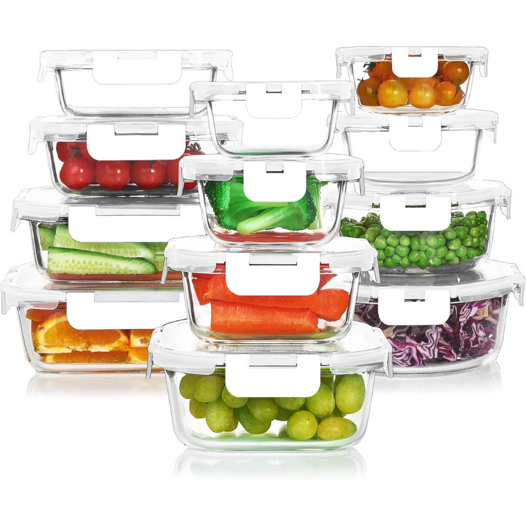 24-Piece Airtight Glass Food Storage Set