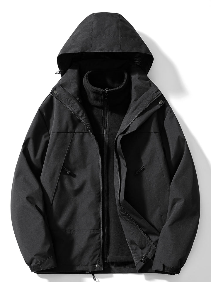 3-in-1 Waterproof Windproof Outdoor Jacket with Detachable Hood