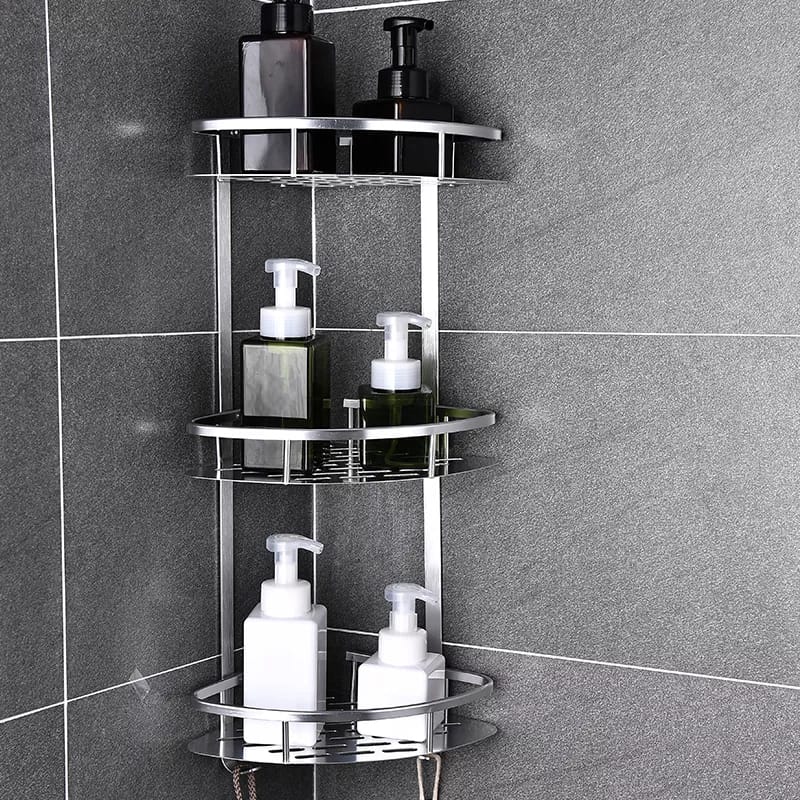 3-Tier Space Aluminum Bathroom Corner Shelf