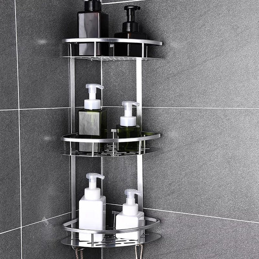 3-Tier Space Aluminum Bathroom Corner Shelf