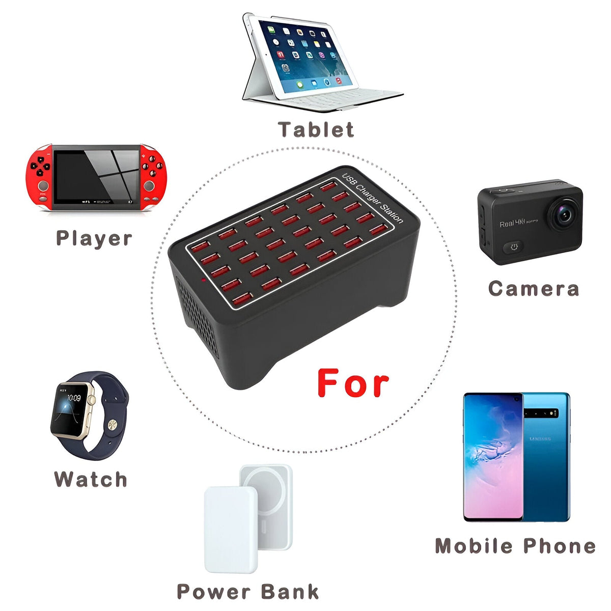 30-Port USB-A Fast Charging Station